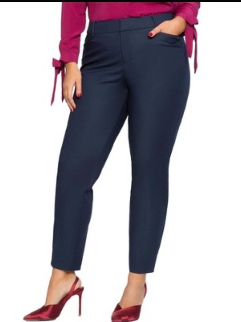ELOQUII Kady Fit Double-Weave Pants Classic Navy Size 16R